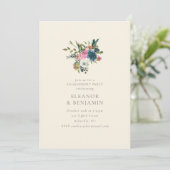 Invitation Elegant Navy and Blush Floral Engagement Party (Debout devant)
