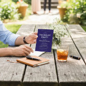 Invitation Elegant Navy Blue Bachelor Party  QR Code