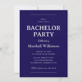 Invitation Elegant Navy Blue Bachelor Party  QR Code (Devant)