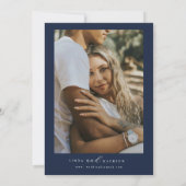 Invitation Elegant Navy Blue botanical crest monogram wedding (Dos)