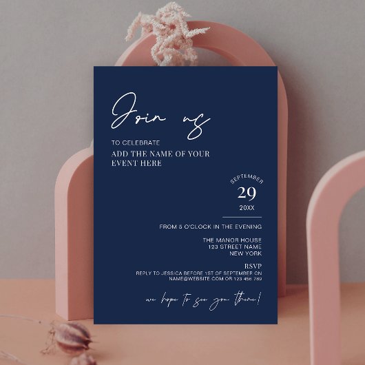 Invitation Elegant Navy Blue Corporate Event Minimalist