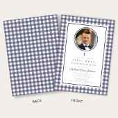 Invitation Elegant Navy Blue Photo Boy First Communion