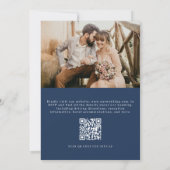 Invitation Elegant Navy Blue QR Code Mariage photo (Dos)