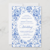 Invitation Elegant Navy Blue Roses Floral Wedding Invite (Devant)