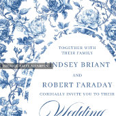 Invitation Elegant Navy Blue Roses Floral Wedding Invite