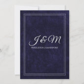 Invitation Elegant Navy Blue Velvet White Monogram Wedding (Dos)