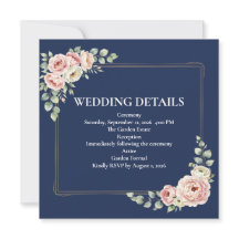 Elegant Navy Blue Watercolor Floral Wedding 