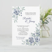 Invitation Elegant Navy Blue Watercolor Floral Wedding (Debout devant)