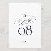 Invitation Elegant Navy Blue White Wedding 5 x 7 Table Number (Devant)