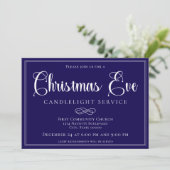 Invitation Elegant Navy Christmas Eve Candlelight Service (Debout devant)