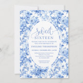 Invitation Elegant Navy Roses Digital 16th Birthday Invite (Devant)