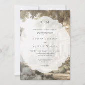 Invitation Élégant Néoclassique Vintage Scènes Mariage (Devant)