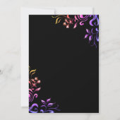 Invitation Elégant Neon Lumières Rose Black Floral Mariage (Dos)