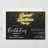 Invitation Elégant néon or noir rétro Sweet 16e anniversaire (Devant)