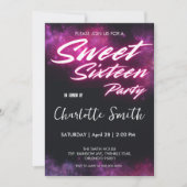 Invitation Élégant néon rose Retro Sweet 16e anniversaire gir (Devant)