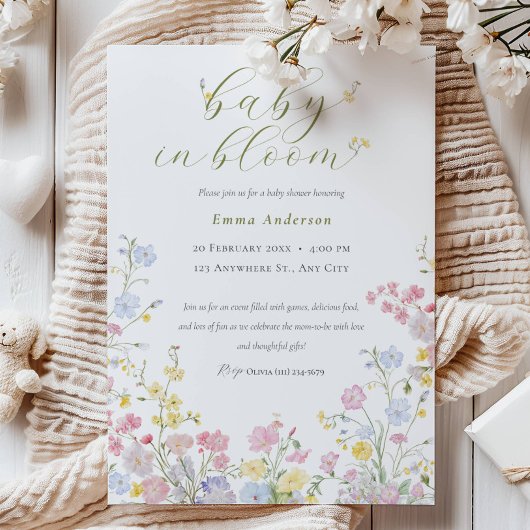Invitation Elegant Neutral Baby in Bloom Baby Shower