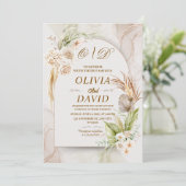 Invitation Elegant Neutral Boho Pampas Grass & Floral Wedding (Debout devant)