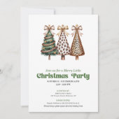Invitation Elegant neutral Christmas tree leopard print (Devant)