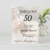 Invitation Elegant Neutral Fabulous 50 Photo Birthday Party  (Debout devant)