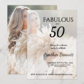 Invitation Elegant Neutral Fabulous 50 Photo Birthday Party  (Devant / Derrière)