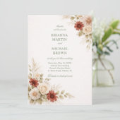 Invitation Elegant Neutral Floral Rust (Debout devant)
