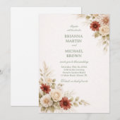 Invitation Elegant Neutral Floral Rust (Devant / Derrière)