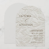Invitation Elegant Neutral Leaves Pattern Wedding  (Devant / Derrière)