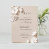 Invitation Elegant Neutral Magnolia White Floral Wedding  (Debout devant)