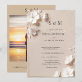 Invitation Elegant Neutral Magnolia White Floral Wedding  (Devant / Derrière)