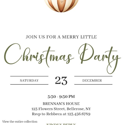 Invitation Elegant Neutral Sage Light Brown Christmas Party