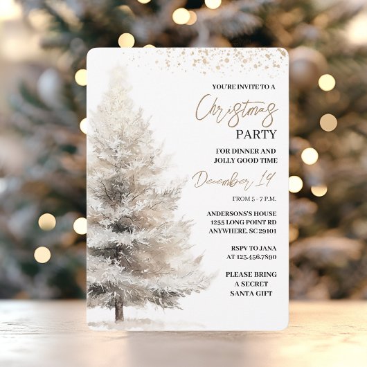 Invitation Elegant Neutral Watercolor Christmas