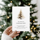 Invitation Elegant Neutral Watercolor Christmas Tree Party
