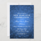 Invitation Elegant New Years Eve Navy Blue Bokeh Lights (Devant)