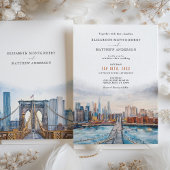 Invitation Elégant New York City Skyline Brooklyn Bridge