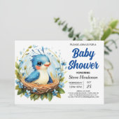Invitation Elégant Nid Boy Baby shower Boy Boy (Debout devant)