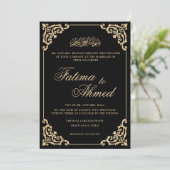 Invitation Élégant Nikah Black Mariage musulman islamique noi (Debout devant)