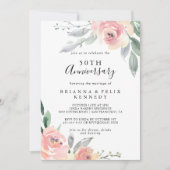 Invitation Élégant Noces d'Or Fleurs Rose 50e Anniversaire de (Devant)