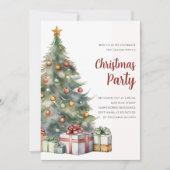 Invitation Elégant Noël arbre vacances aquarelle (Devant)