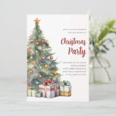 Invitation Elégant Noël arbre vacances aquarelle (Debout devant)