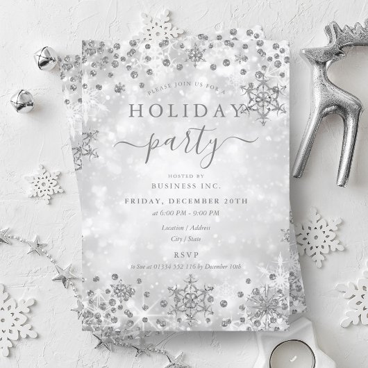 Invitation Élégant Noël Argent Compagnie d'hiver Vacances