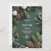 Invitation Élégant Noël avec des Pins 3D & Cônes (Devant)