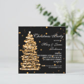 Invitation Élégant Noël Bokeh Tree Party Gold Black (Debout devant)