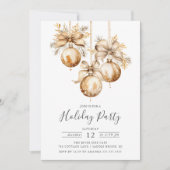 Invitation Élégant Noël doré Ornements Fête de Noël (Devant)
