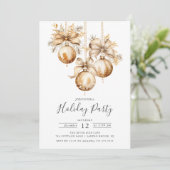 Invitation Élégant Noël doré Ornements Fête de Noël (Debout devant)