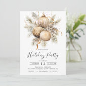 Invitation Élégant Noël doré Ornements Fête de Noël (Debout devant)