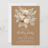 Invitation Élégant Noël doré Ornements Fête de Noël (Devant)