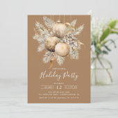 Invitation Élégant Noël doré Ornements Fête de Noël (Debout devant)