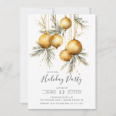Invitation Élégant Noël doré Ornements Fête de Noël (Devant)