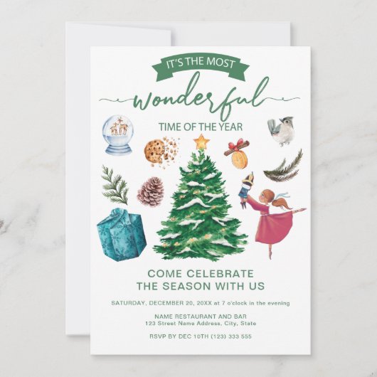 Invitation Élégant Noël éléments Party (Devant)