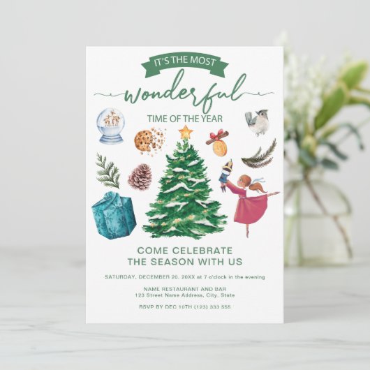 Invitation Élégant Noël éléments Party (Debout devant)